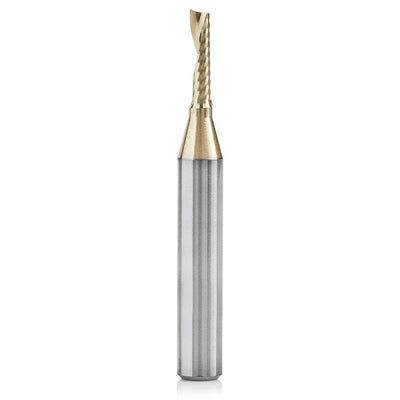 51454-Z Spiral O Single Flute ZrN Coated Aluminum Cutting Up-Cut Mirror Finish Router Bit 1/8"D 1/2"CH 1/4"SH 2"OL alt 0
