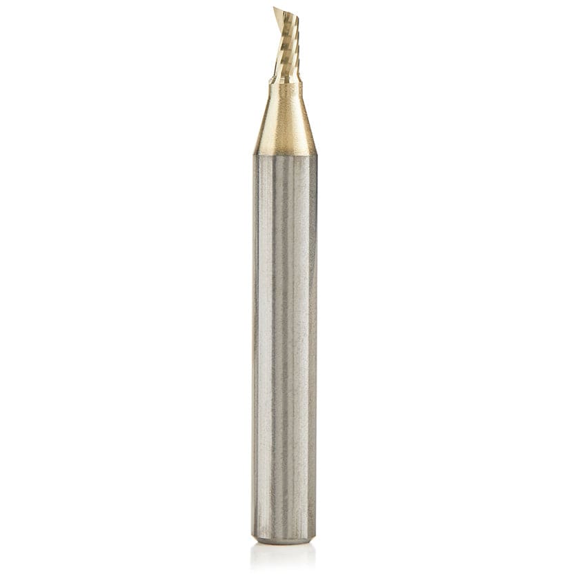 51474-Z Spiral O Single Flute ZrN Coated Aluminum Cutting Up-Cut Mirror Finish Router Bit 1/8"D 1/4"CH 1/4"SH 2"OL alt 0