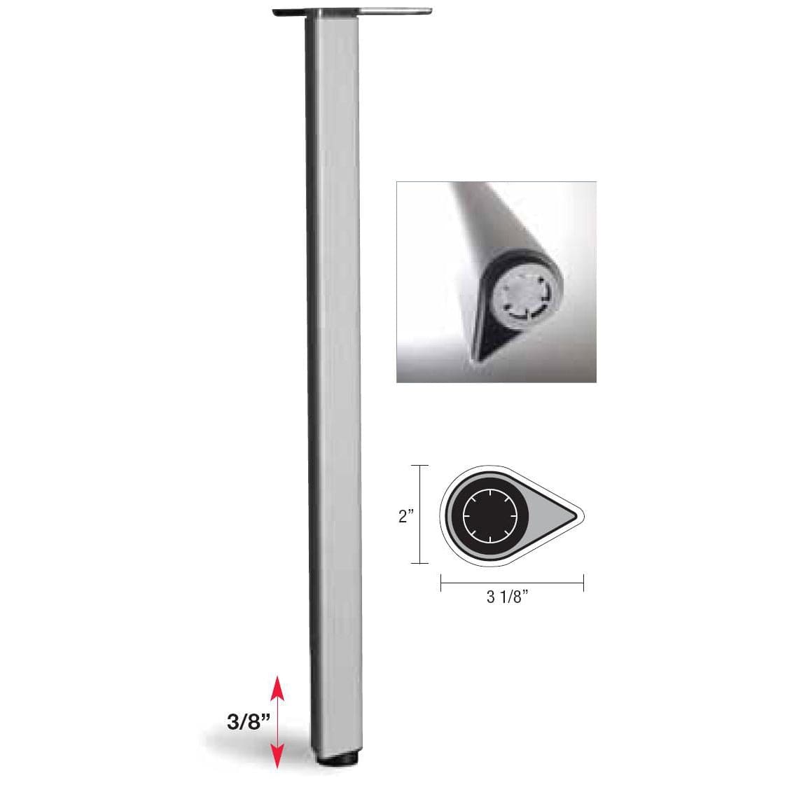 27-1/2" (698 mm) Adjustable Teardrop Design Table Leg Aluminum Pack of 4 alt 0