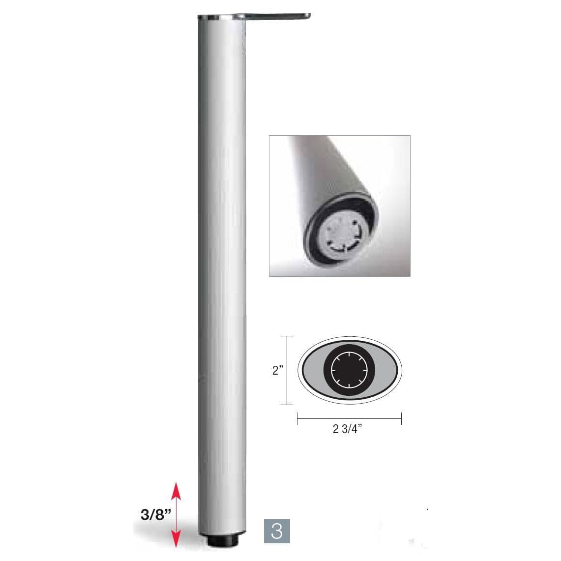27-1/2" (698 mm) Adjustable Design Table Leg Aluminum Pack of 4 alt 0