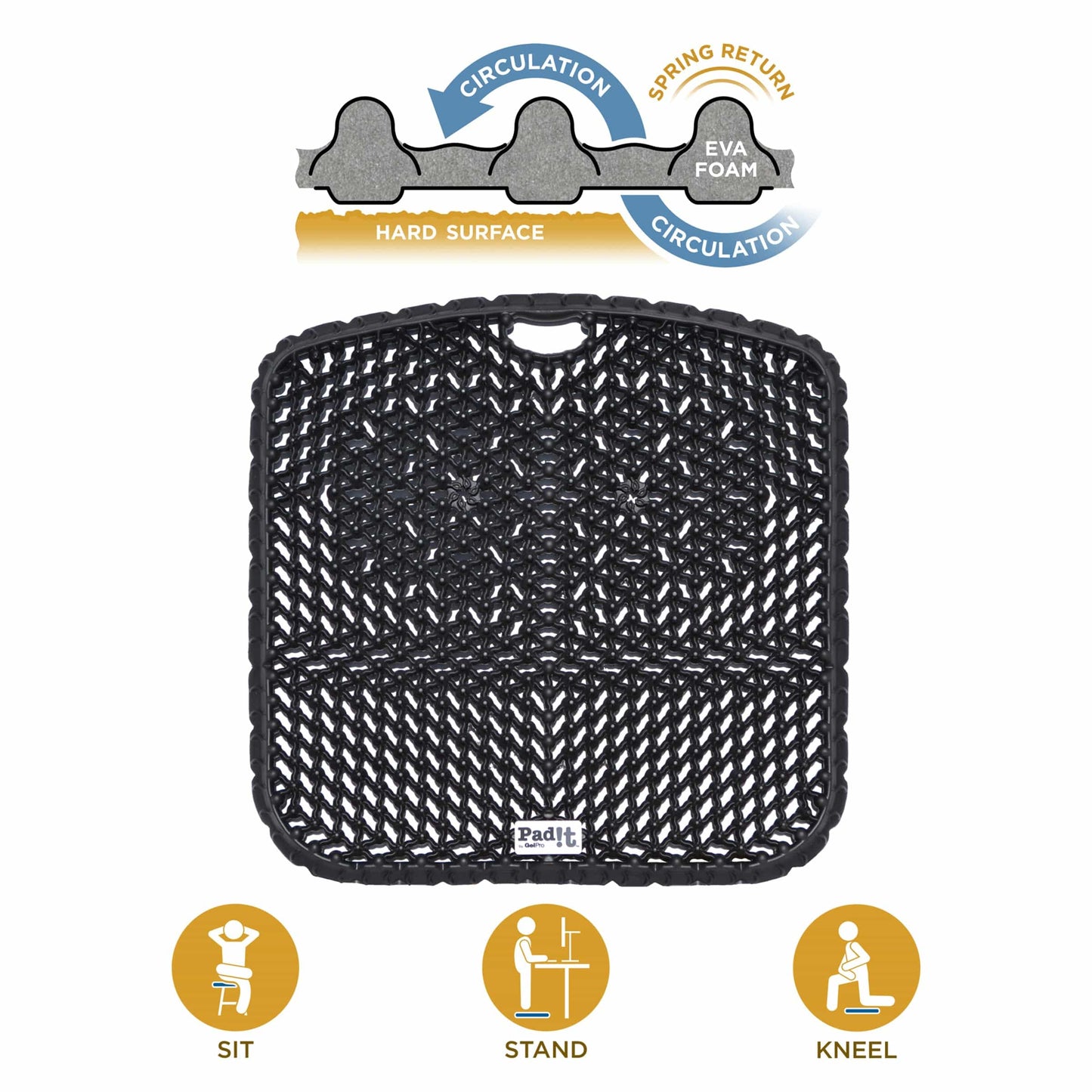 Pad-It Seat Cushion 17-1/2" x 17-1/2" Black alt 0
