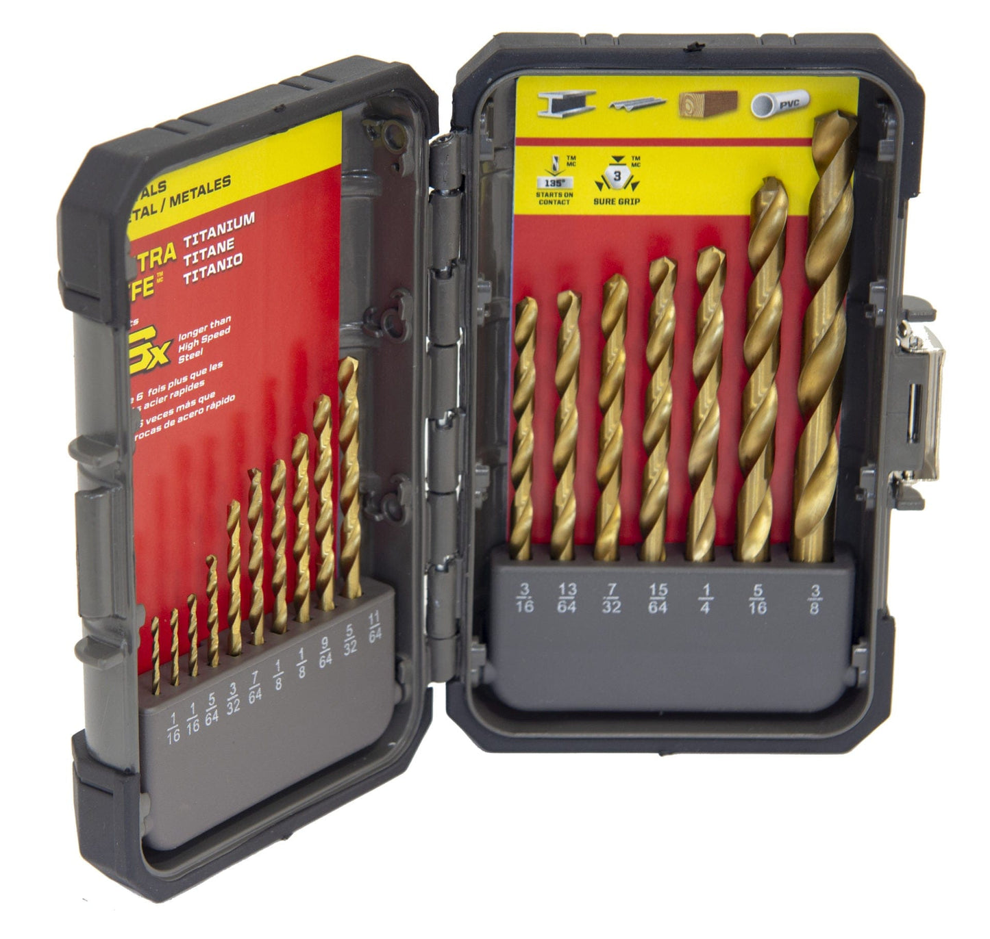 Titanium Nitride Coated Drill Bit Set 17pc alt 1