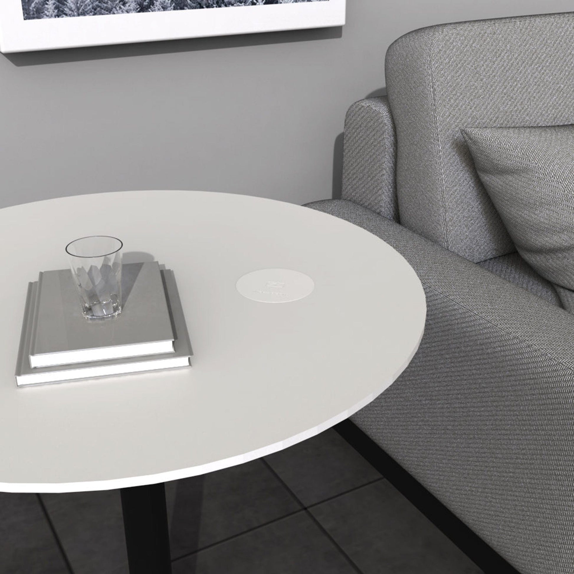Recessed Top Mount Wireless QI Charging Station White alt 0