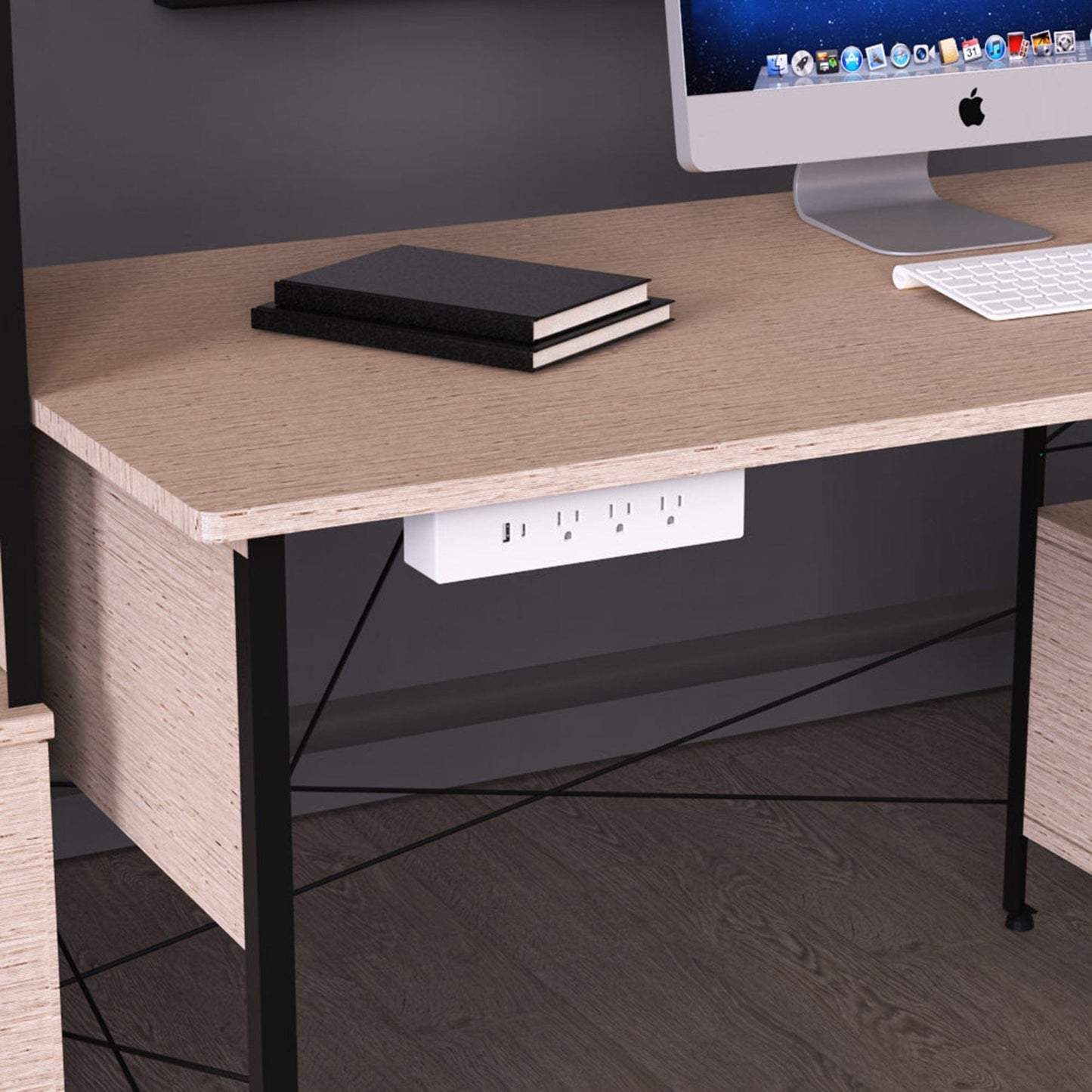 120V Hanging Power Bar and USB Charging Station Black alt 0