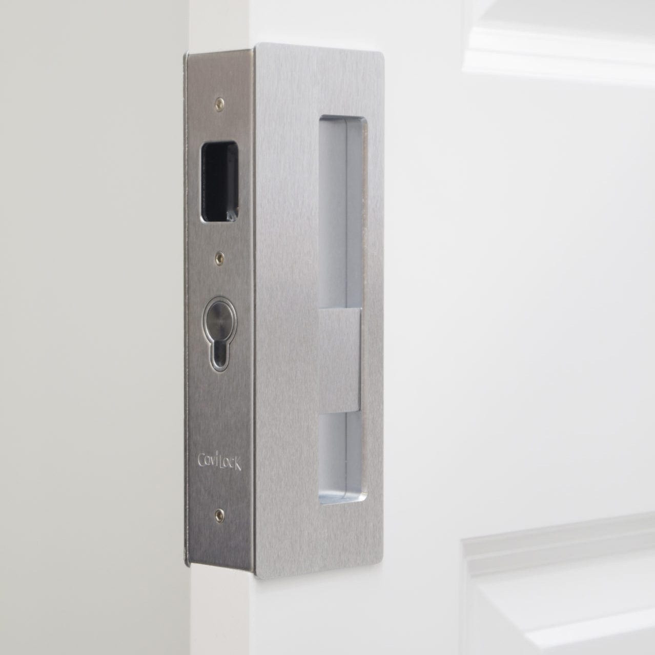 Cavity Sliders CL400 Magnetic Pocket Door Handle for 1-3/8" Door Satin Chrome LH Snib alt 0