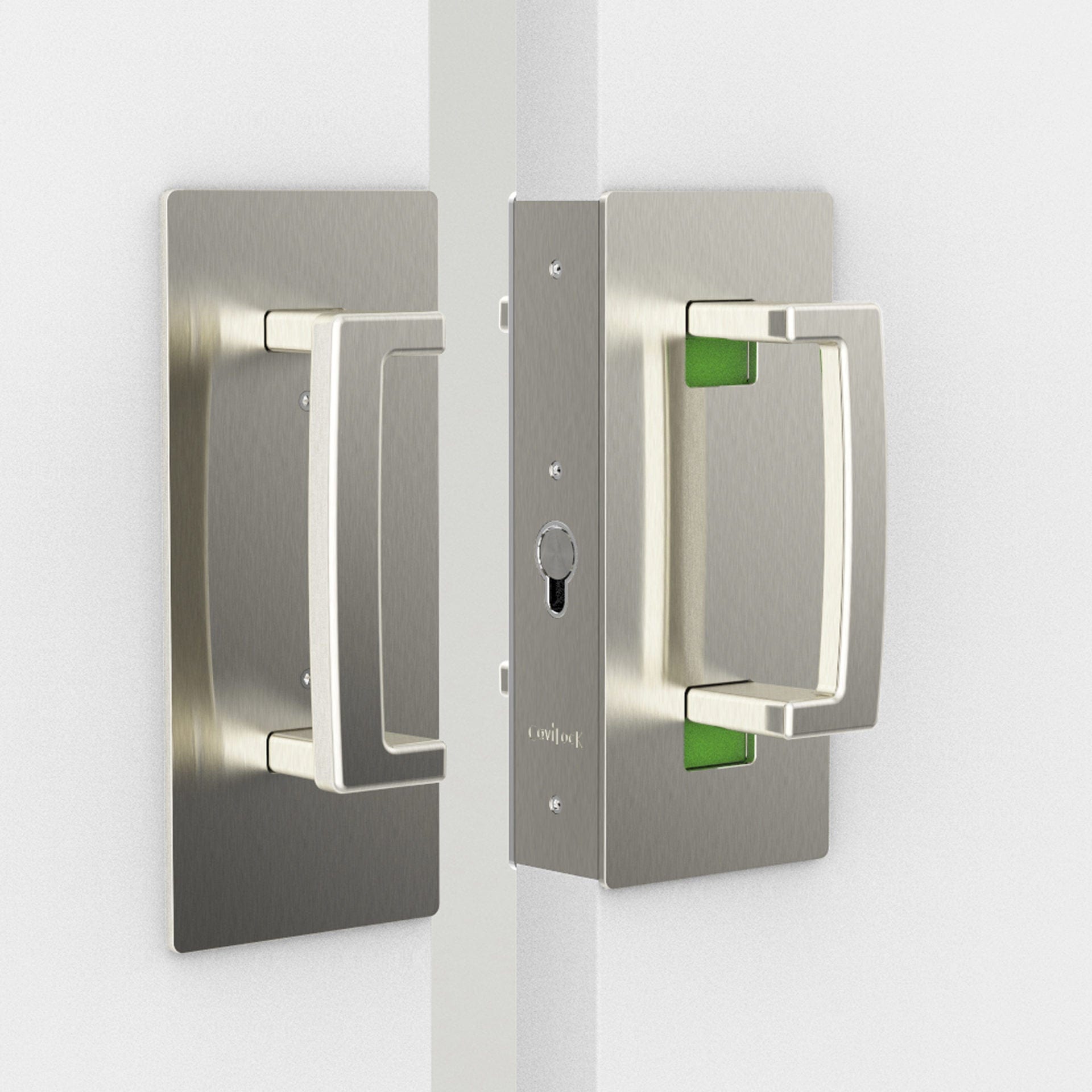 Cavity Sliders CL400 ADA Magnetic Pocket Door Handle for 1-3/4" Door Satin Chrome RH Snib alt 0