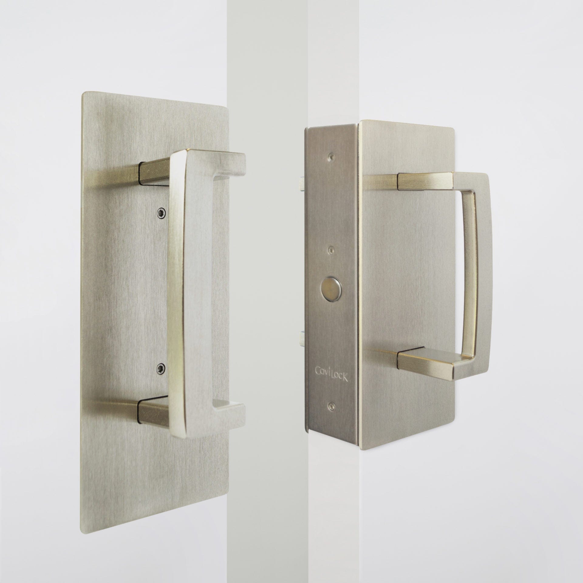 Cavity Sliders CL400 ADA Magnetic Pocket Door Handle for 1-3/8" Door Satin Nickel LH Snib alt 0