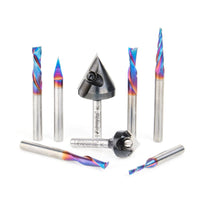AMS-257 8-piece Spektra Industrial CNC General Purpose Router Bit Set 1/4" SH with Case alt 0