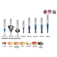 AMS-257 8-piece Spektra Industrial CNC General Purpose Router Bit Set 1/4" SH with Case alt 0
