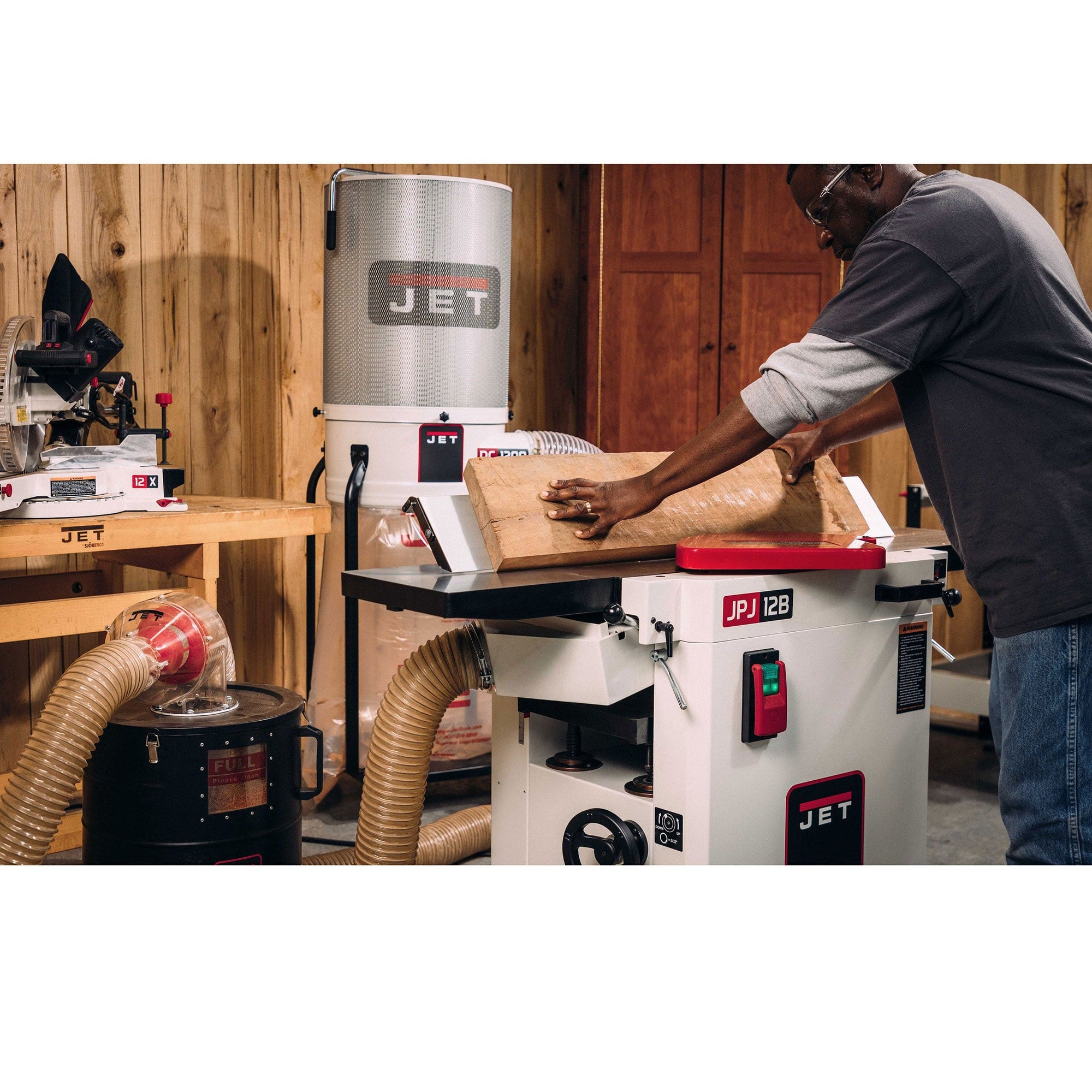 12" Planer/Jointer - 3 HP 1 Ph 230V - Straight Knife - JPJ-12B alt 0