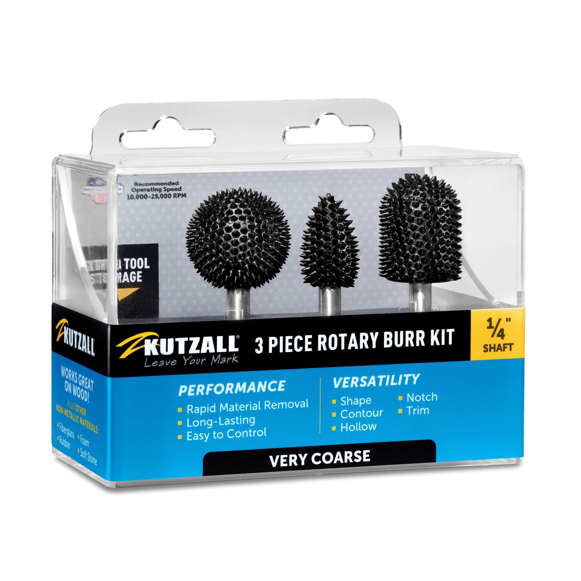 Extreme Rotary Burr Set - 1/4" Shaft – Very Coarse - 3 Piece alt 0