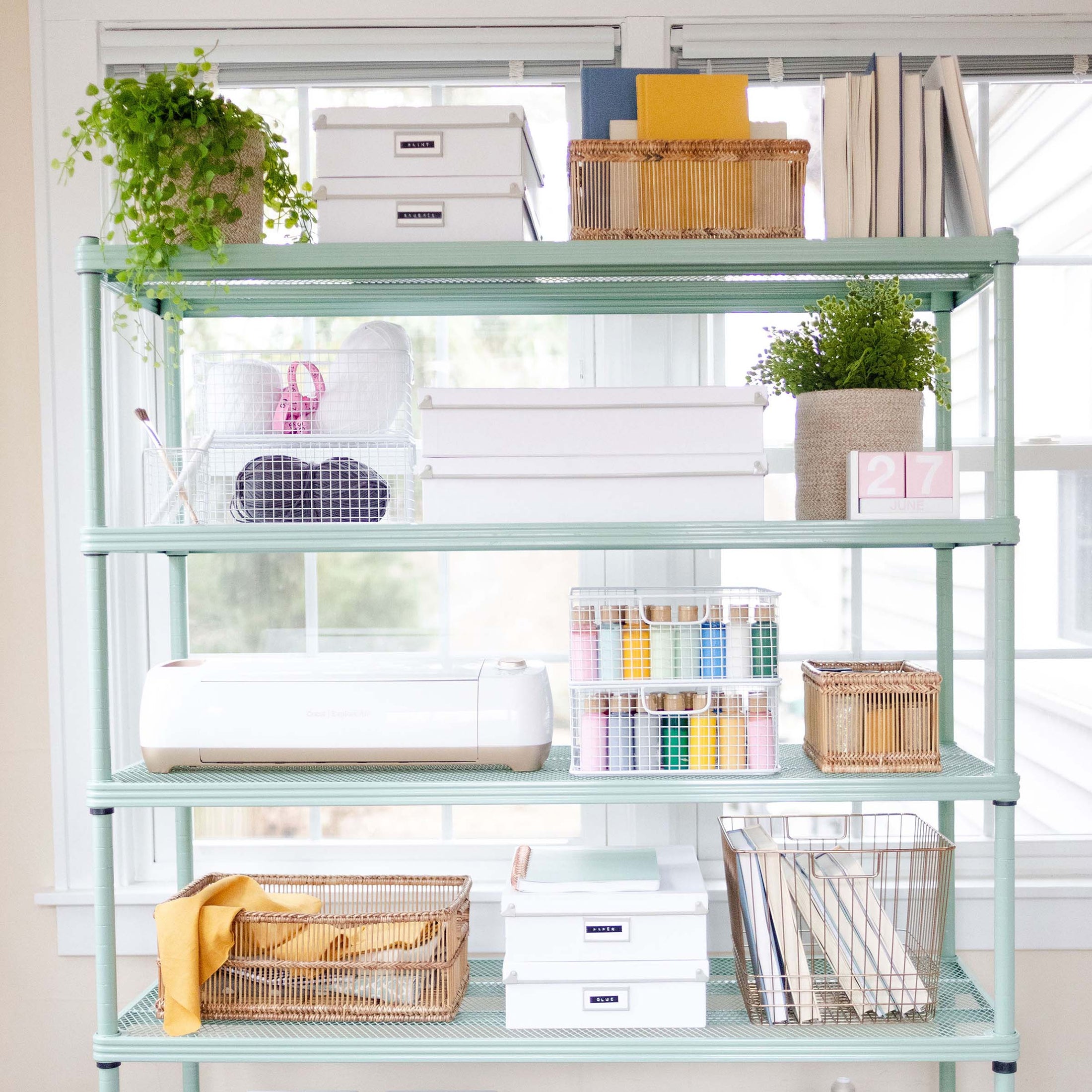 Design Ideas MeshWorks Shelving 5 Tier Sage Green Woodcraft