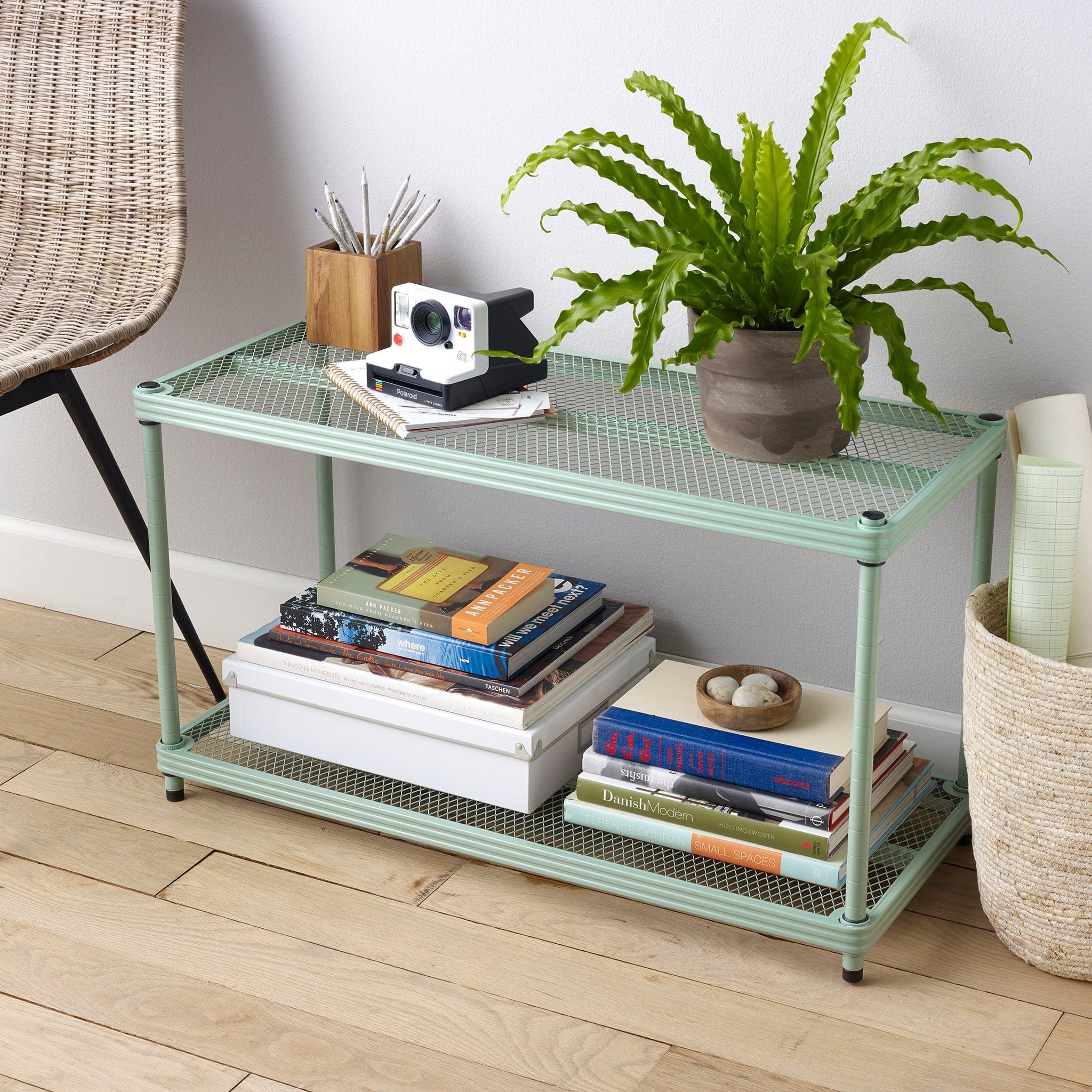 Design Ideas MeshWorks Shoe Shelf Sage Green Woodcraft