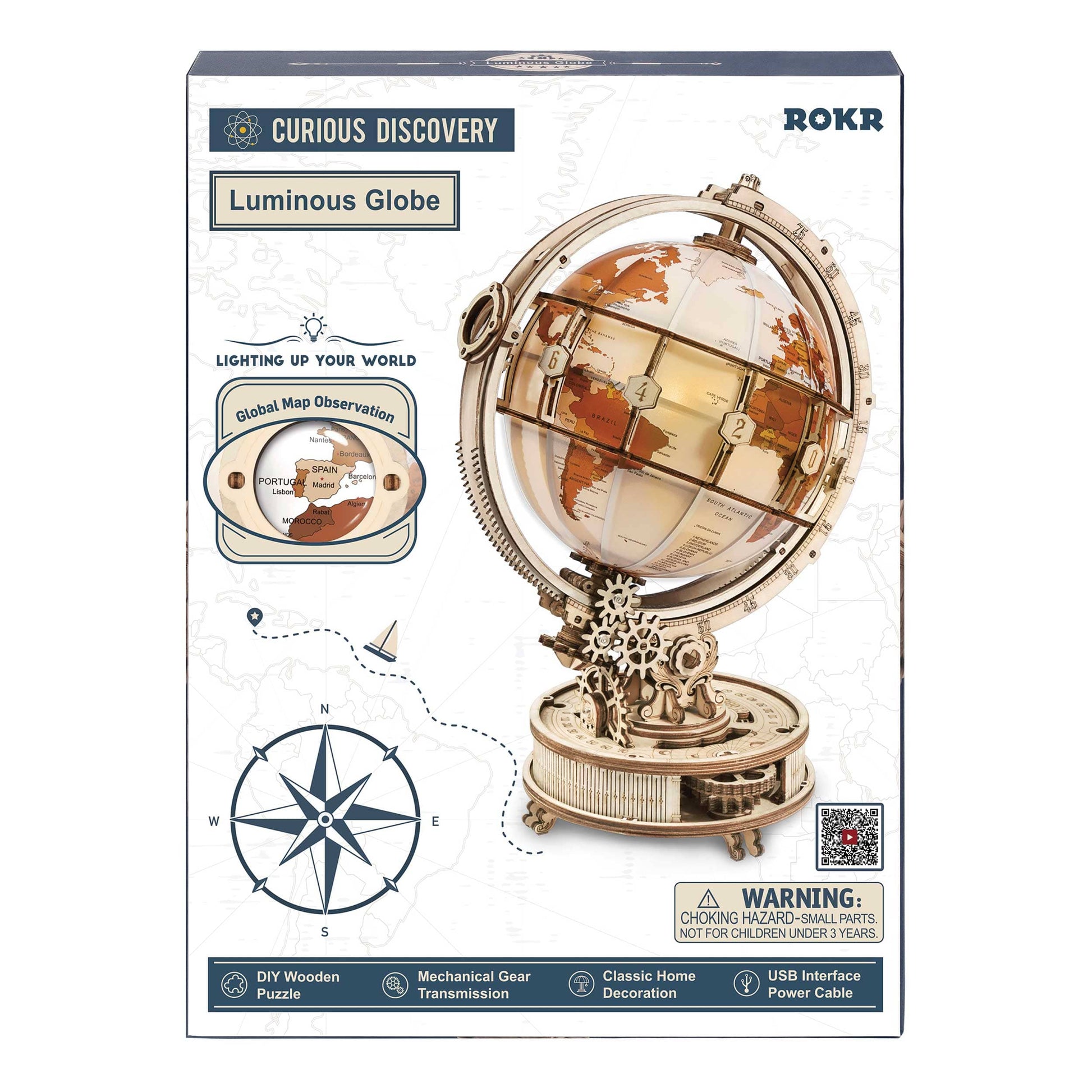 Modellismo Da Costruire Adulti ROKR Puzzle In Legno Con Globo Luminoso 3D - LatestBuy Puzzle 3d Legno - Foto 12