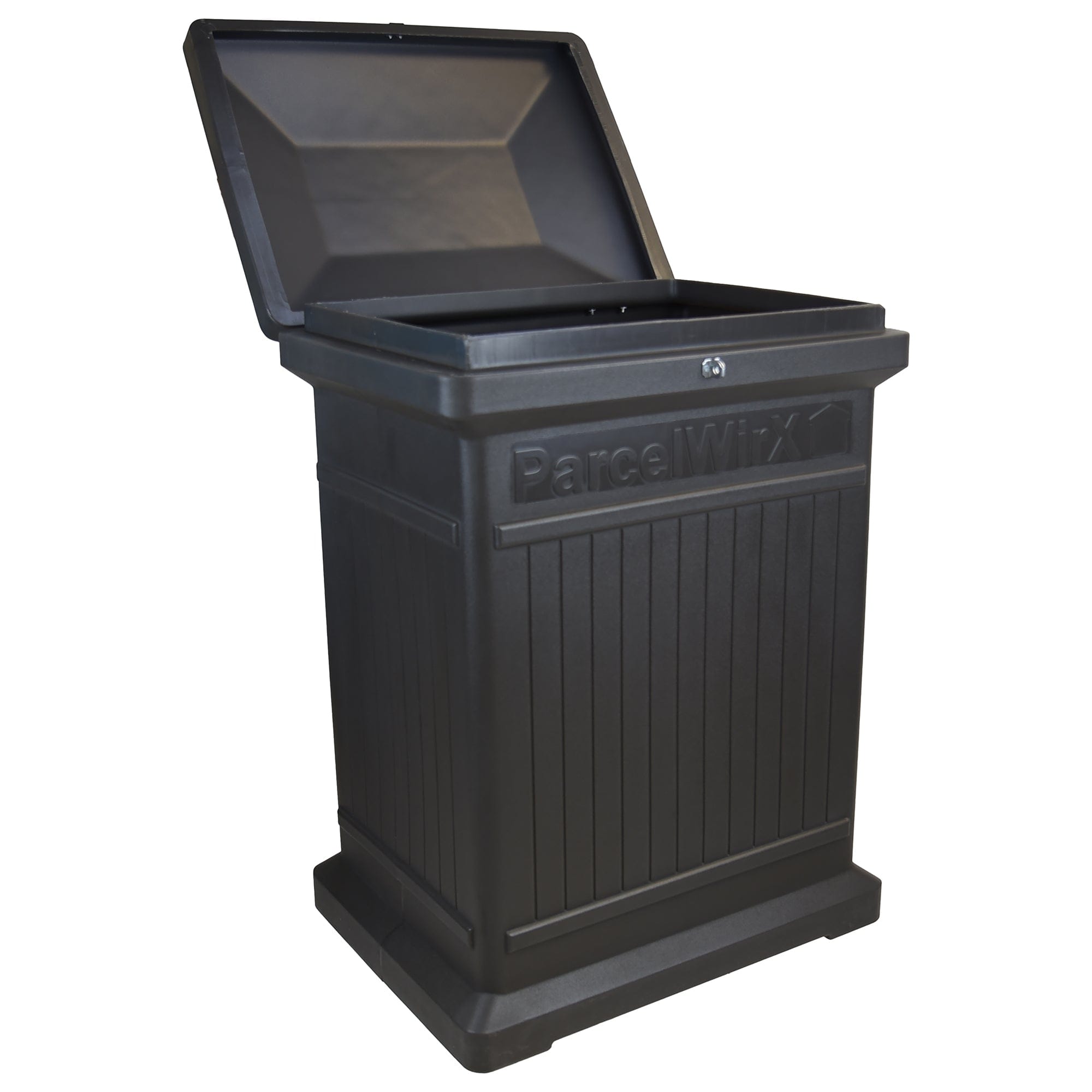 ParcelWirx Premium Vertical Lockable Package Delivery Box with Hinged Lid Graphite alt 0