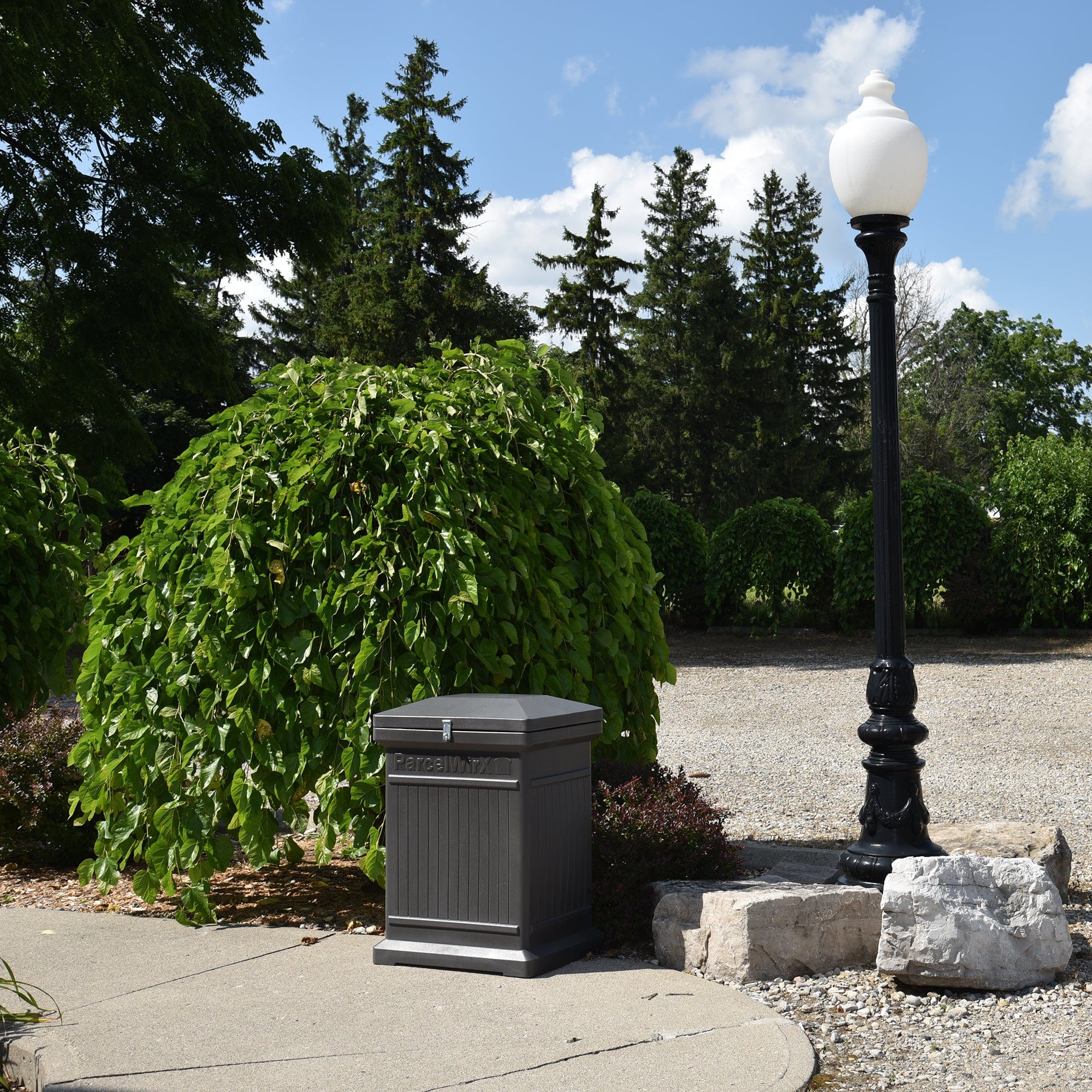 ParcelWirx Premium Vertical Lockable Package Delivery Box with Hinged Lid Graphite alt 0