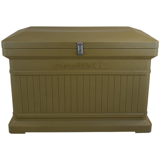 ParcelWirx Premium Horizontal Lockable Package Delivery Box with Hinged Lid Oak alt 0