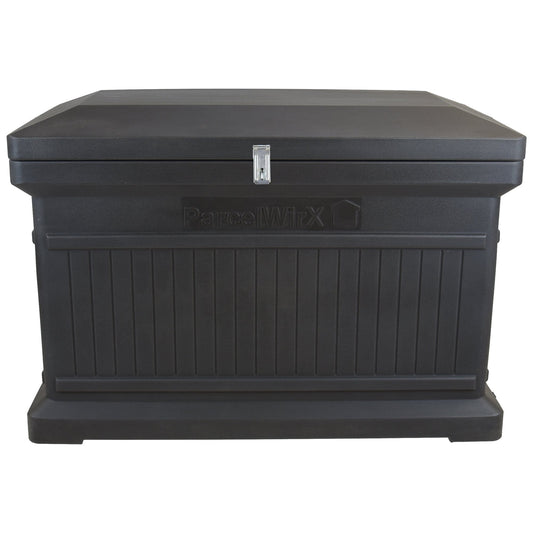 ParcelWirx Premium Horizontal Lockable Package Delivery Box with Hinged Lid Graphite alt 0