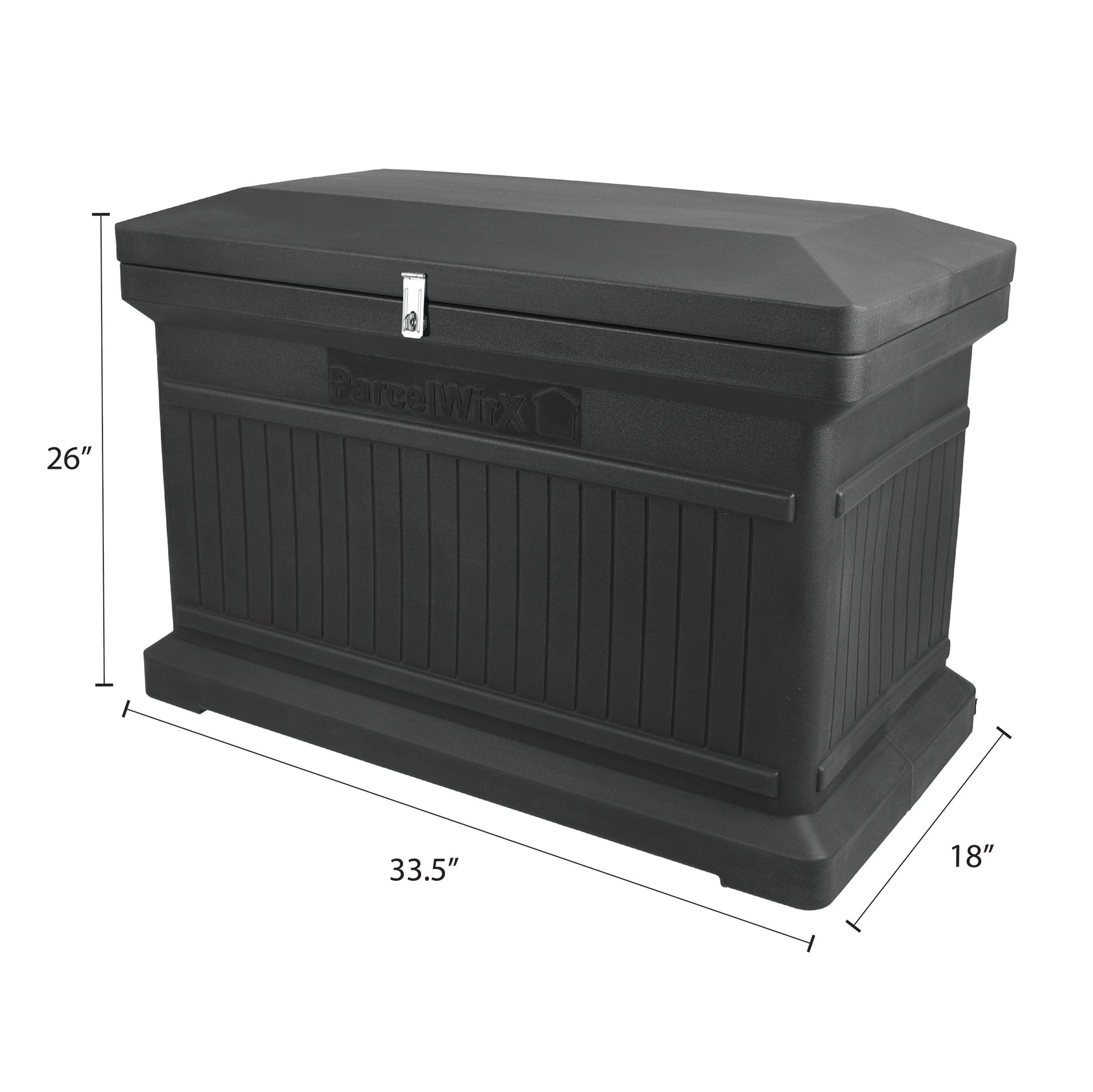 ParcelWirx Premium Horizontal Lockable Package Delivery Box with Hinged Lid Graphite alt 0