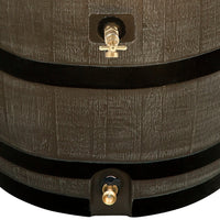 Polyethylene 50 Gallon Flat Back Dual Brass Spigot Rain Barrel Woodgrain with Black Stripes alt 0