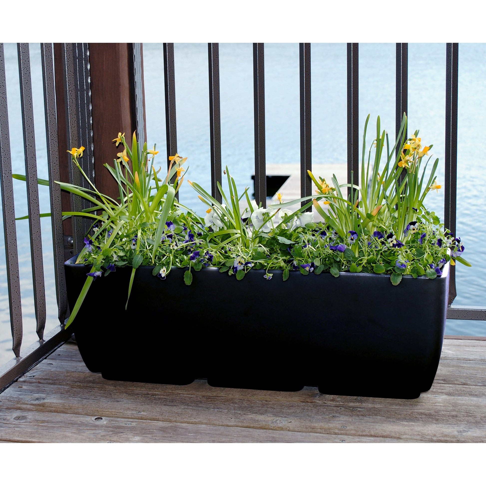 30" x 10" Rectangular Planter Black alt 0