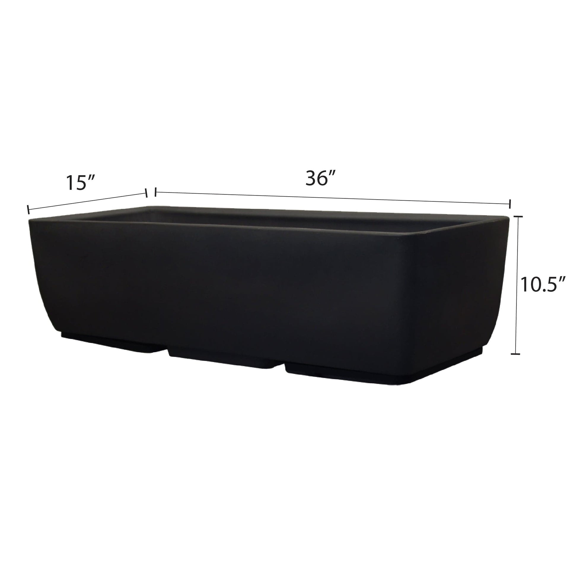 36" x 15" Rectangular Planter Black alt 4