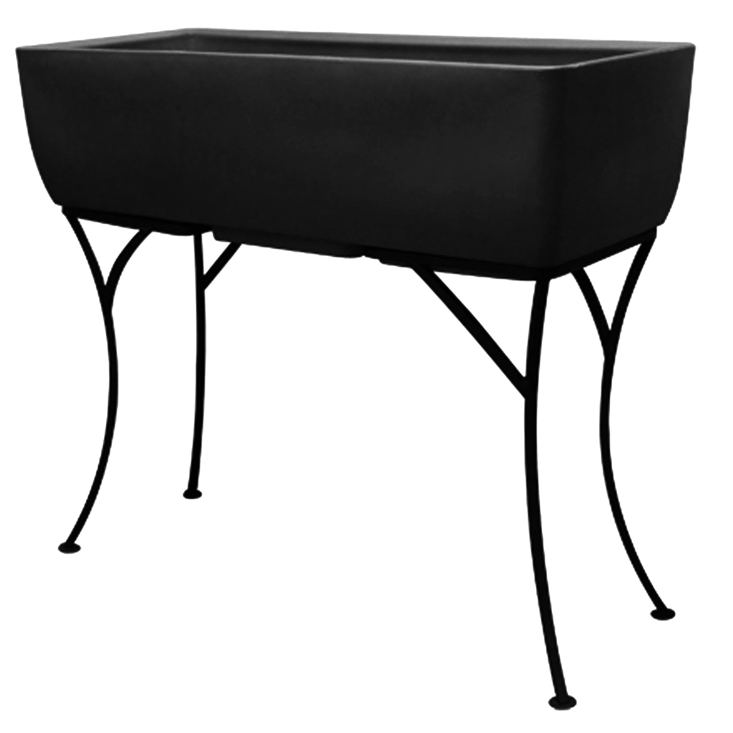 36" x 15" Rectangular Planter with Wrought Iron Stand Black alt 0