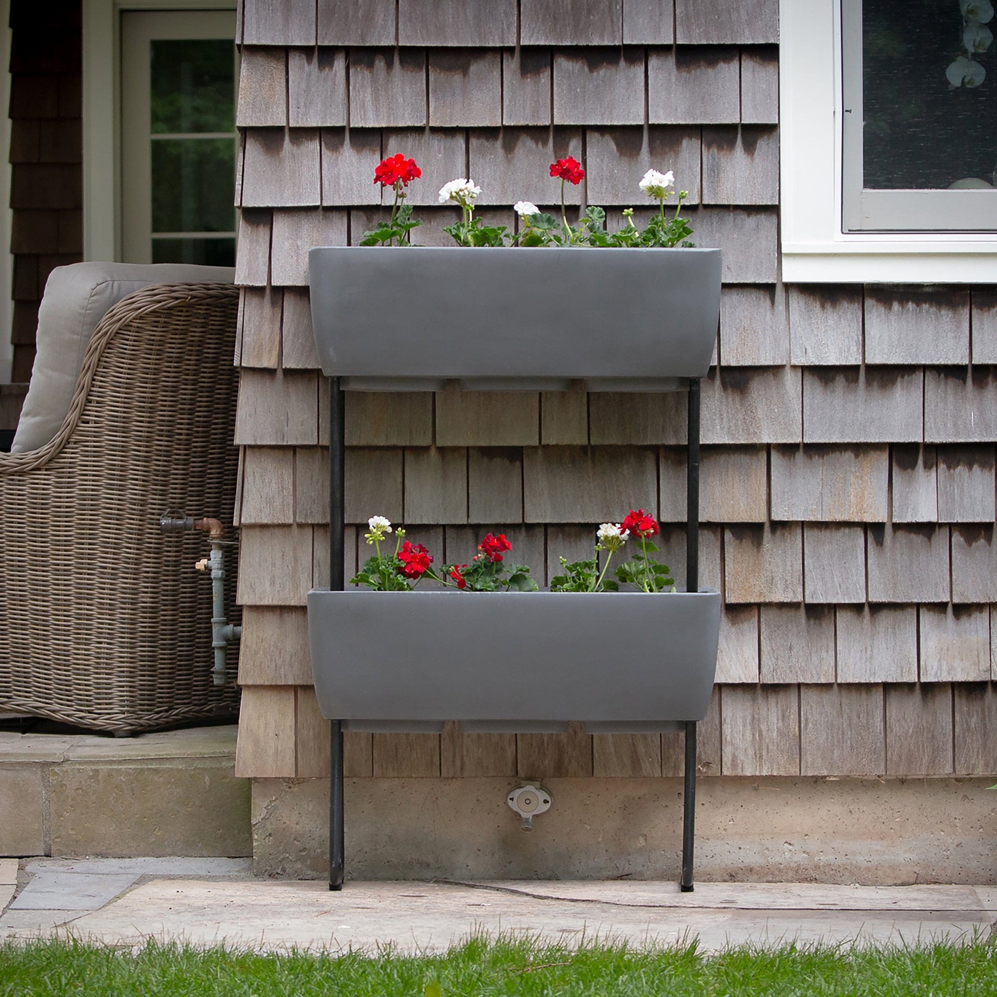 Vertical Live Wall Planter Base Unit Only for 30" x 10" Rectangular Planters with Wrought Iron Stand alt 0
