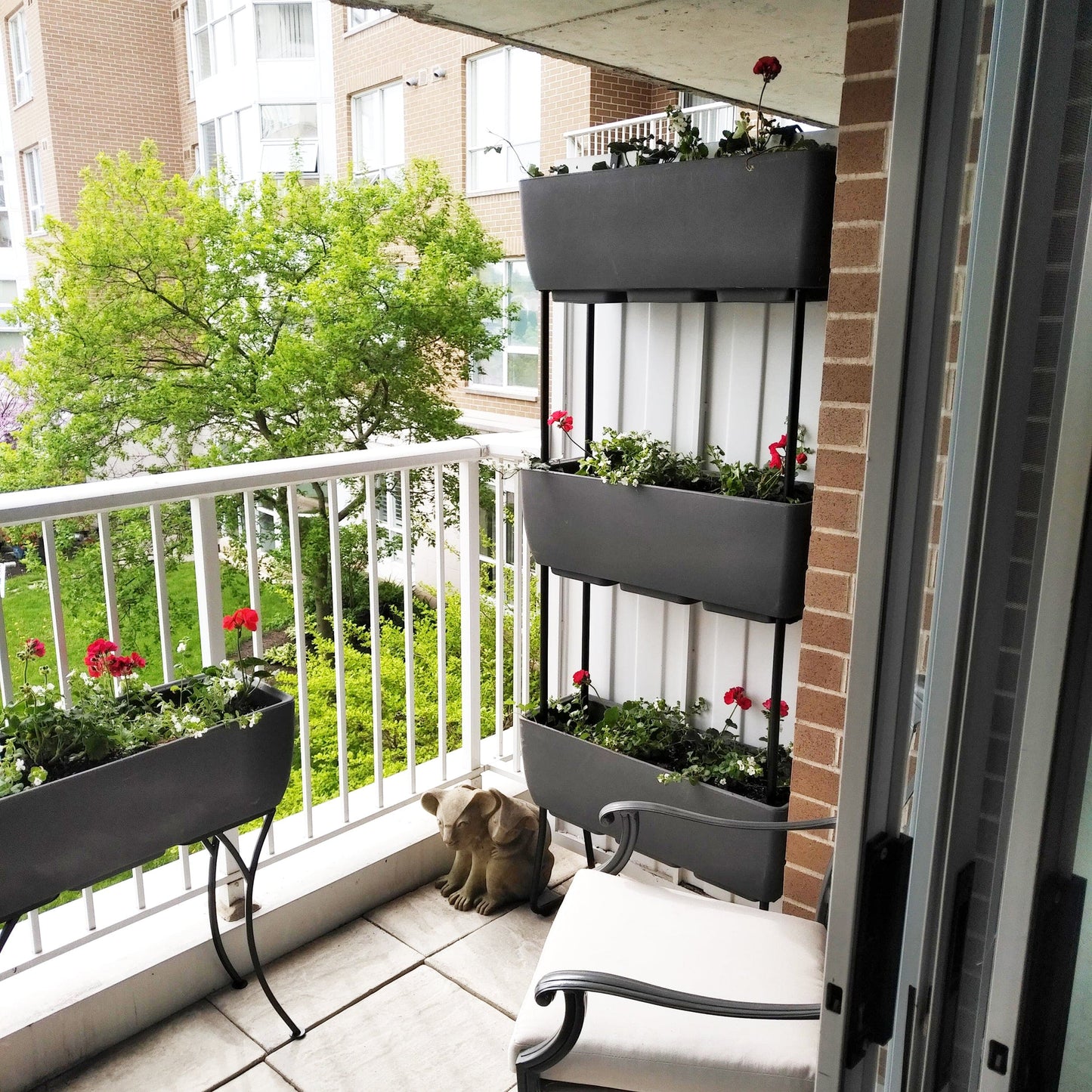 Vertical Live Wall Planter Base Unit Only for 30" x 10" Rectangular Planters with Wrought Iron Stand alt 0