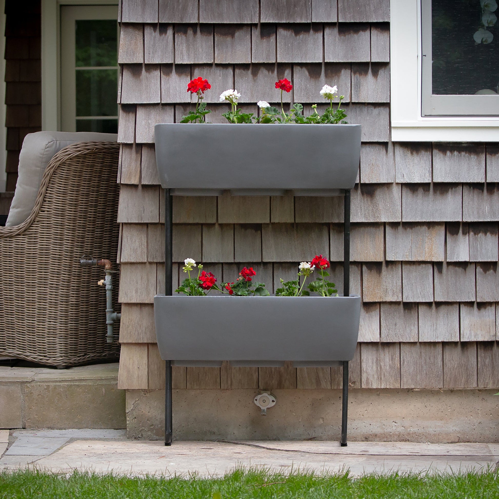 Vertical Live Wall Planter Extension Unit Only for 30" x 10" Rectangular Planters with Wrought Iron Stand alt 0