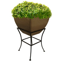 20" Square Garden Planter with Wrought Iron Stand Oak alt 0