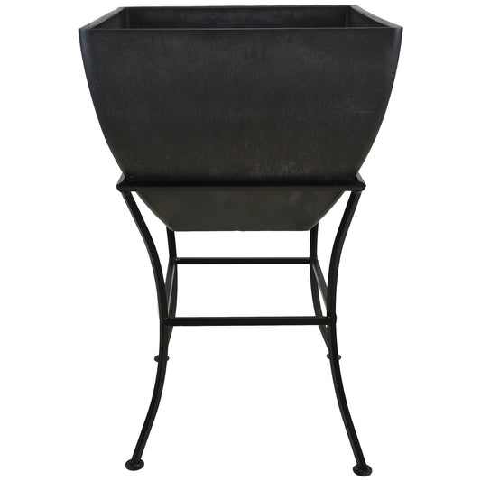 20" Square Garden Planter with Wrought Iron Stand Graphite alt 0