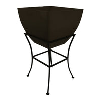 20" Square Garden Planter with Wrought Iron Stand Graphite alt 0