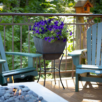 20" Square Garden Planter with Wrought Iron Stand Graphite alt 0