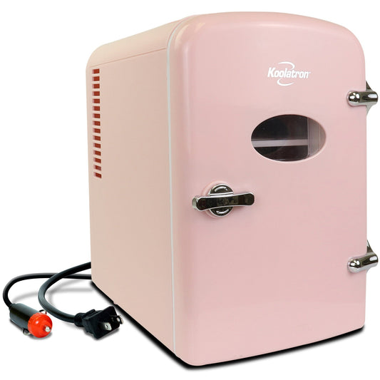 Retro Portable Mini Fridge 4L Pink 110V AC / 12V DC alt 0