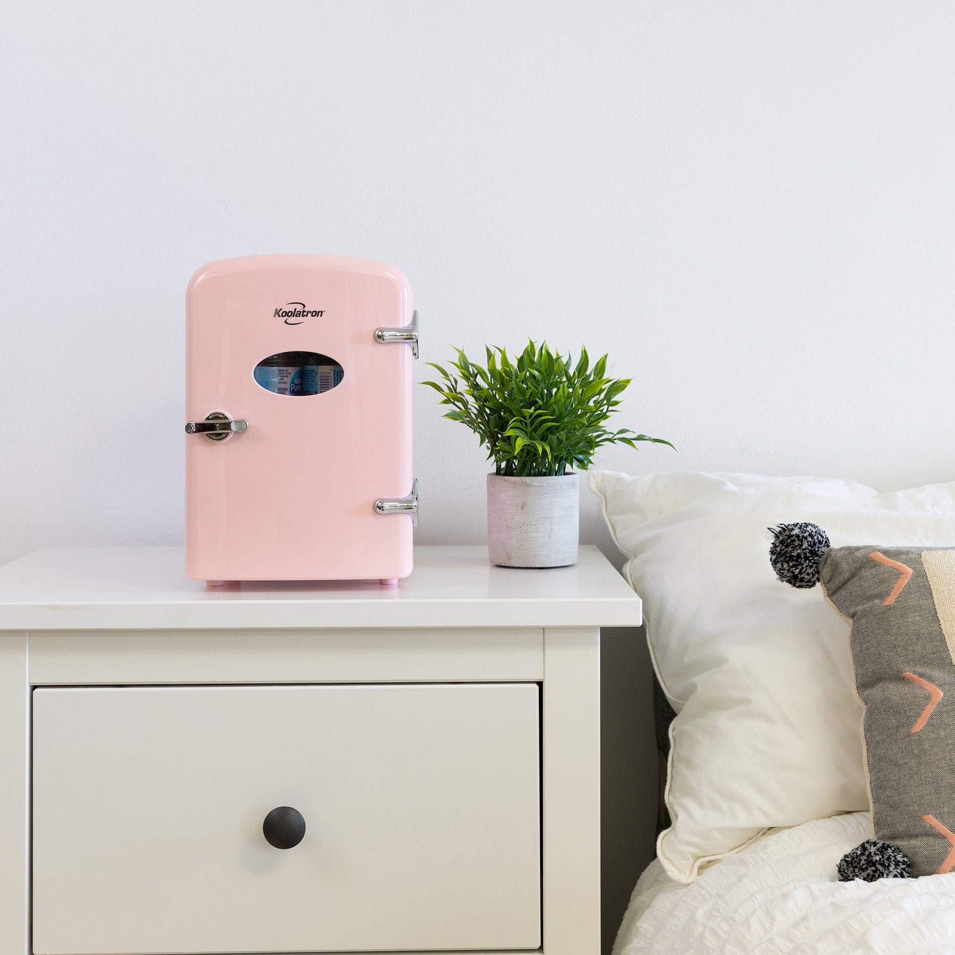Retro Portable Mini Fridge 4L Pink 110V AC / 12V DC alt 0