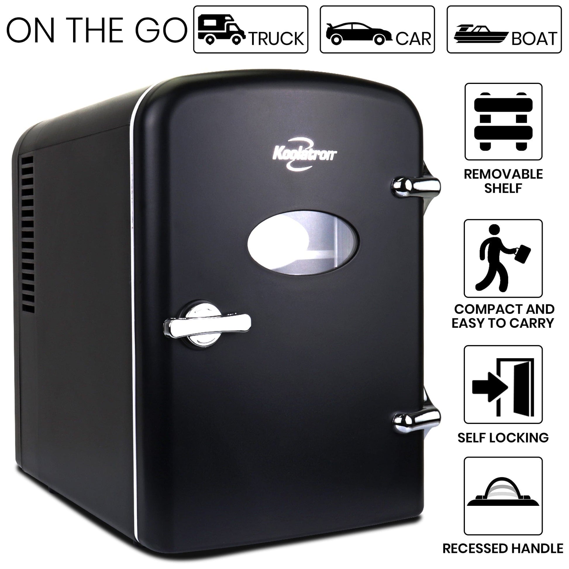 Retro Portable Mini Fridge 4L Black 110V AC/ 12V DC alt 0