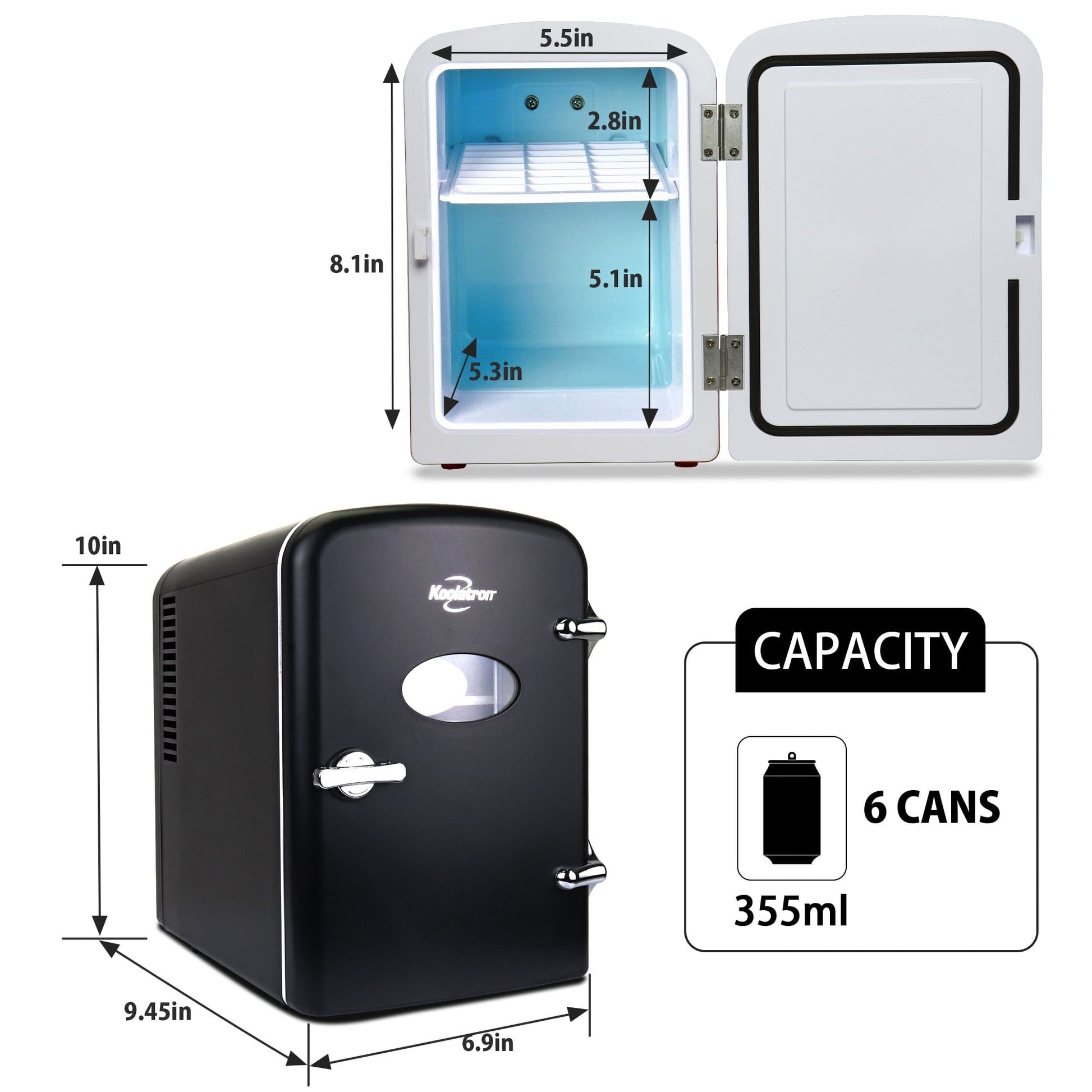 Retro Portable Mini Fridge 4L Black 110V AC/ 12V DC alt 0