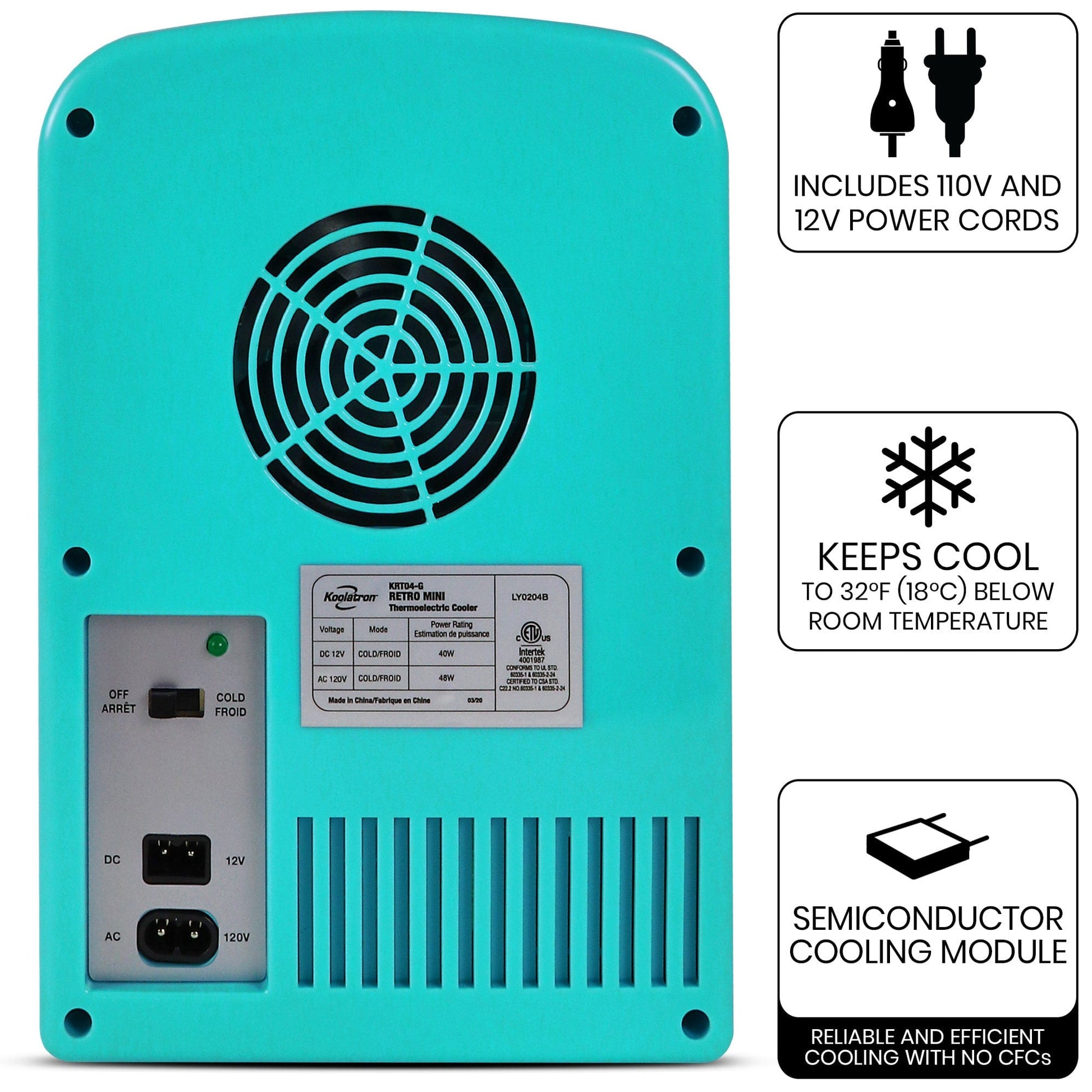Retro Portable Mini Fridge 4L Green 110V AC / 12V DC alt 0