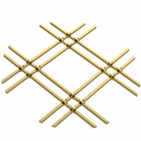 1" Flat Double Diamond Decorative Grille - Satin Brass, 18" W x 48" L Sheet alt 0