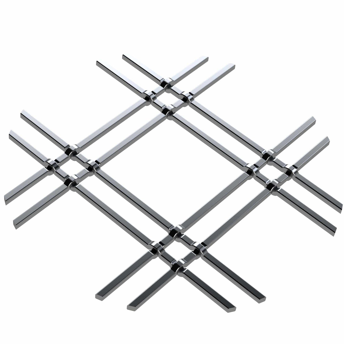 1" Flat Double Diamond Decorative Grille - Satin Nickel, 18" W x 48" L Sheet alt 0