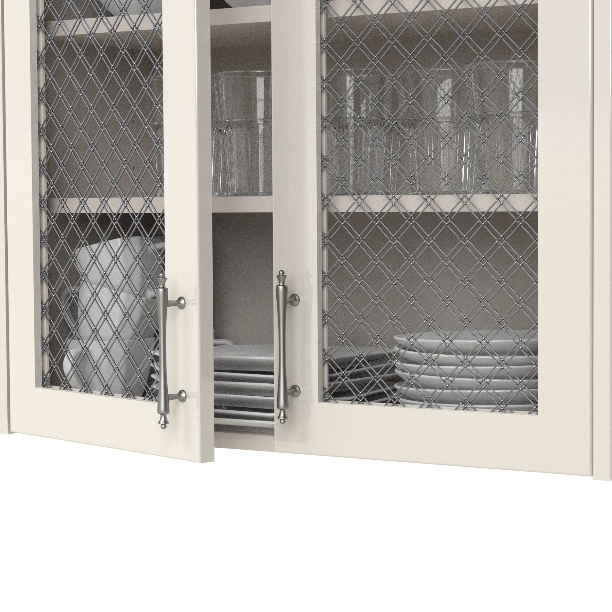1" Flat Double Diamond Decorative Grille - Satin Nickel, 18" W x 48" L Sheet alt 0
