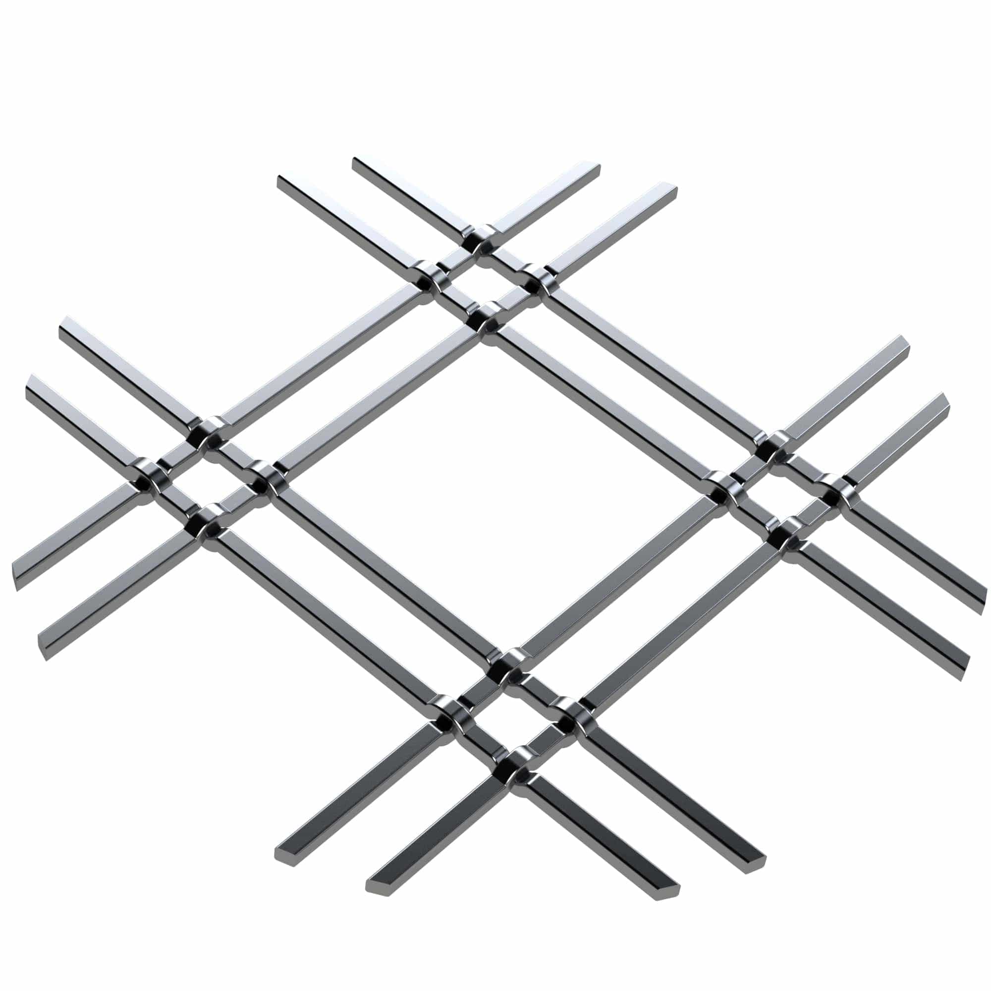1" Flat Double Diamond Decorative Grille - Satin Nickel, 36" W x 24" L Sheet alt 0