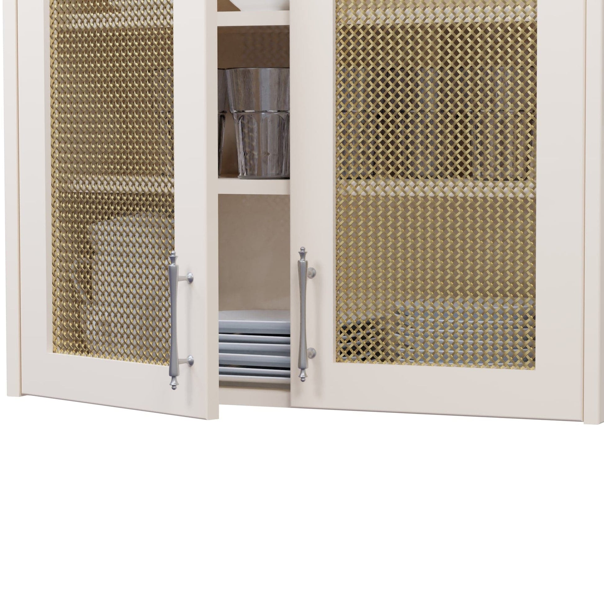 .375'' Single Flat Diamond Decorative Grille - Satin Brass, 36''W x 24''L Sheet alt 375