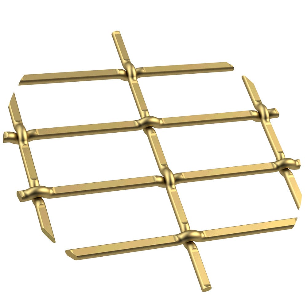 1" Flat Straight Weave Decorative Grille - Satin Brass, 36" W x 24" L Sheet alt 0