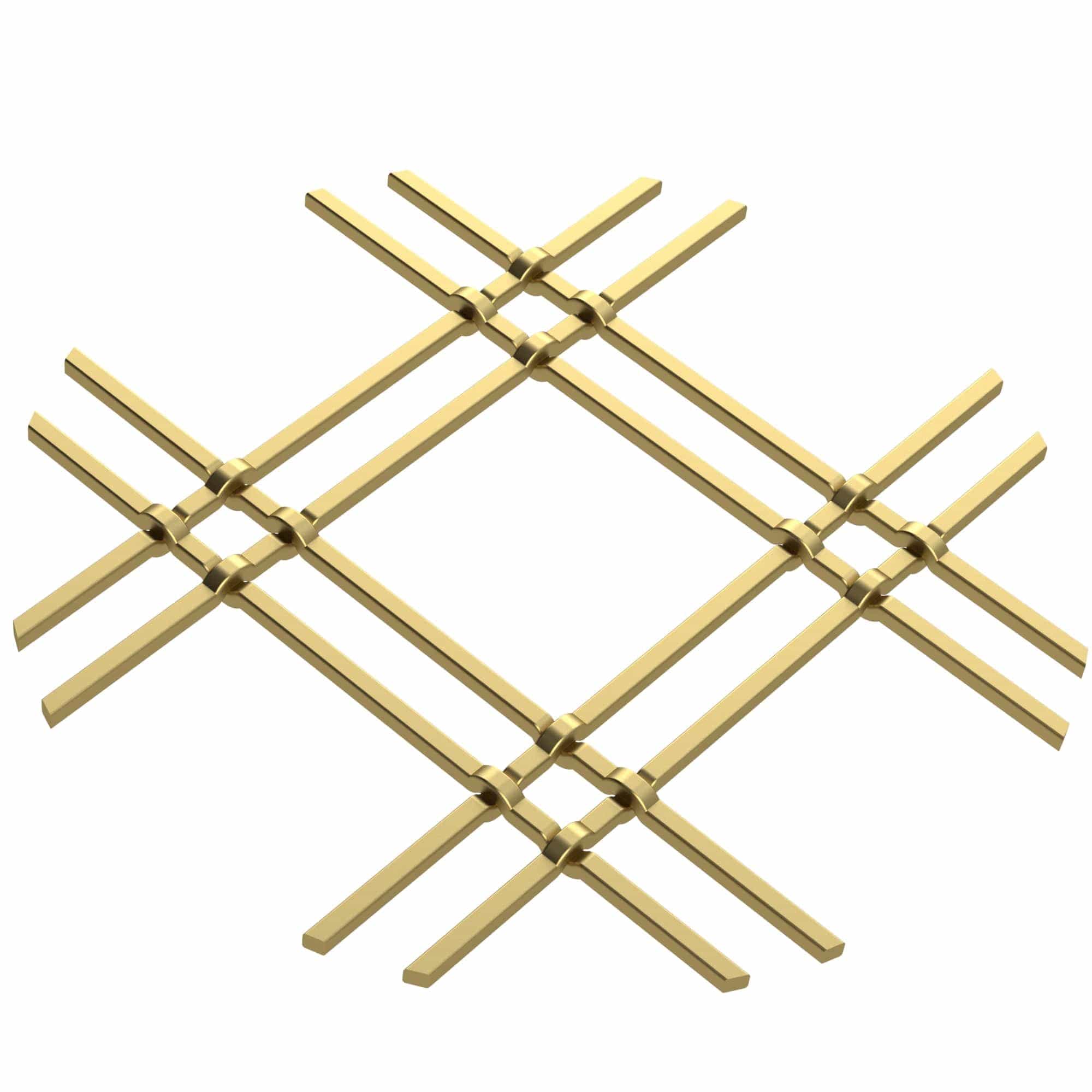 1" Flat Double Diamond Decorative Grille - Satin Brass, 36" W x 48" L Sheet alt 0