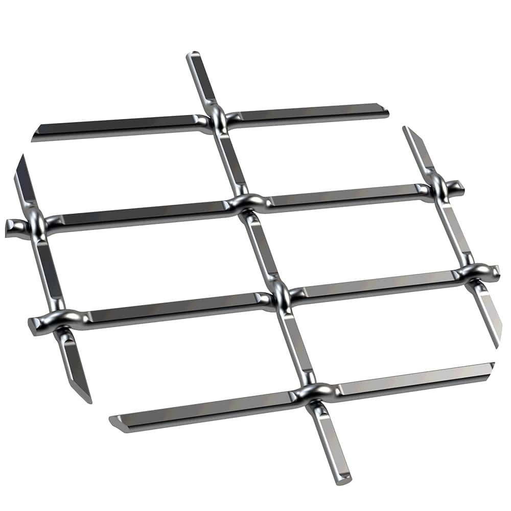 1" Flat Straight Weave Decorative Grille - Satin Nickel, 36" W x 48" L Sheet alt 0