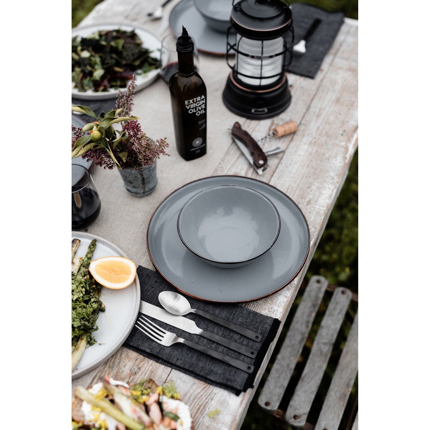 Enamel Bowl Set Slate Gray Indoor/Outdoor alt 0