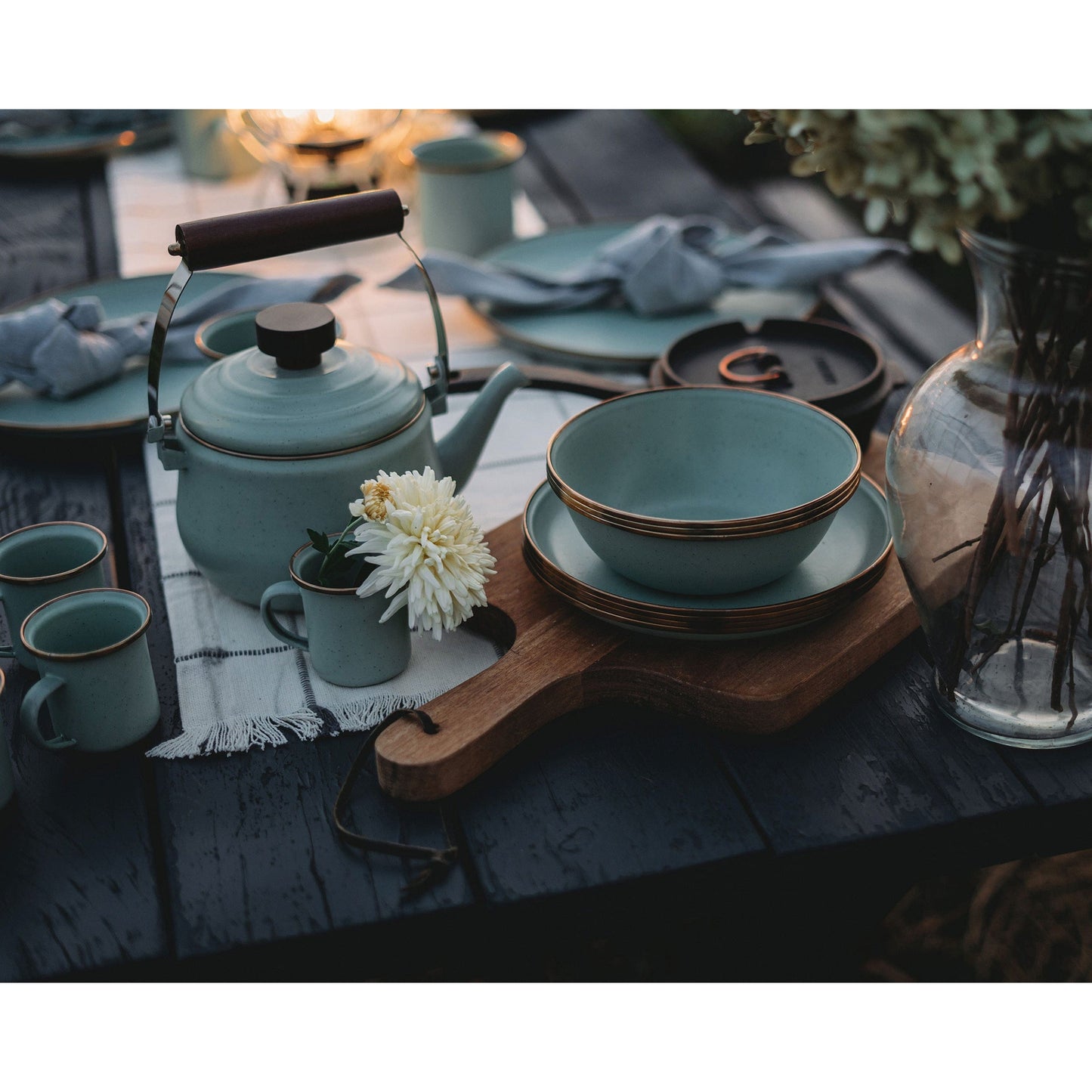 Enamel Teapot Mint Indoor/Outdoor alt 0
