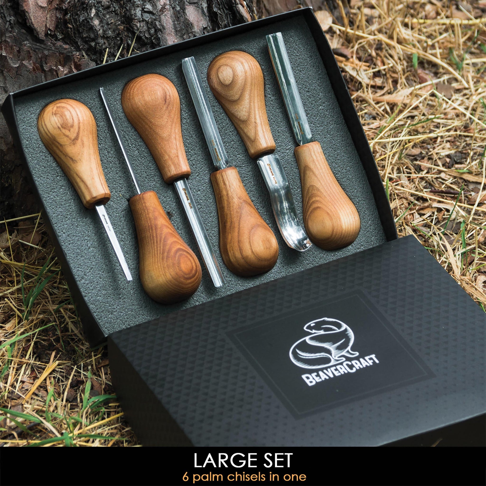 Beavercraft Wood Carving Palm Chisels - 6 Piece | Woodcraft